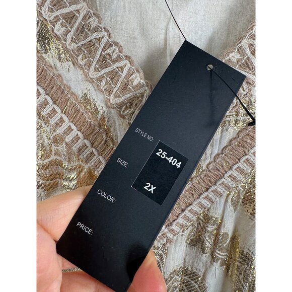 Me 2 Magic boho gold trim crochet embroidered maxi dress Goddess sz 2X - Picture 3 of 11